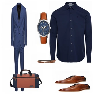 Outfit mit Blau Anzug SELECTED HOMME "Sportlich Elegant Blau"