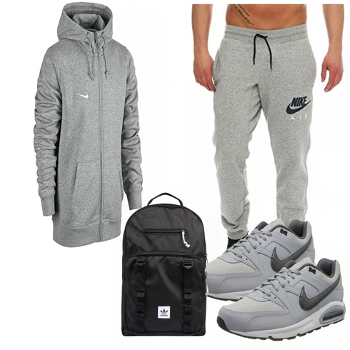 Schwarz Tasche Rucksack Adidas kombinieren mit Grau Trachtenmode Nike