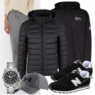 Outfit mit Schwarz Sneaker/Leder Sneaker New Balance "Sportliches Outfit"