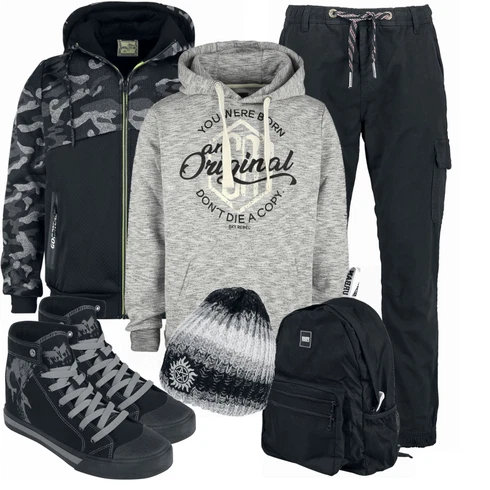 Blau Rucksack Urban Classics kombinieren