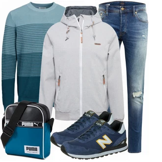 Outfit mit Blau Sneaker New Balance "Sportliches Winter Outfit"