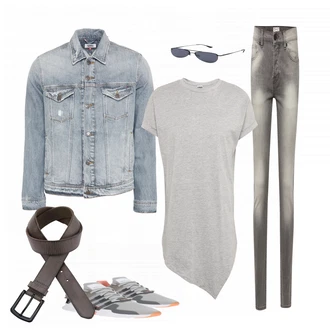 Outfit mit Grau Schuh Sneaker Adidas "Stone"