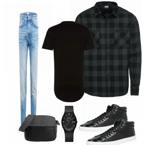 Schwarz Casual Hemd Urban Classics kombinieren
