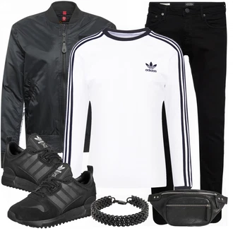 Outfit mit Schwarz Schuh Sneaker/Leder Sneaker Adidas Originals "Street Style Ouitfit"