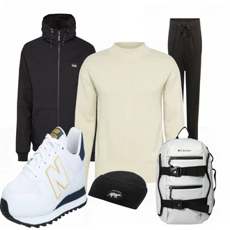 Outfit mit Grau Rucksack Columbia "Street Style Outfit"
