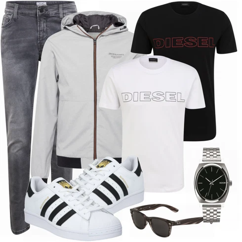 Grau Hose Only & Sons kombinieren mit Grau Sommerjacke Jack & Jones