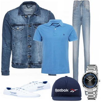 Outfit mit Sneaker Reebok Classic, Blau Hut Reebok Classic "Street Style Outfit"