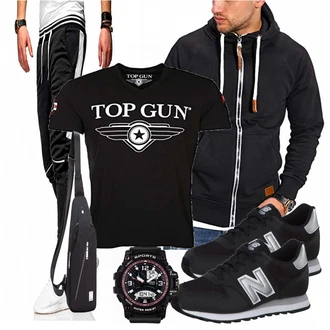 Outfit mit Schwarz Overall Top Gun "Street Style Outfit"