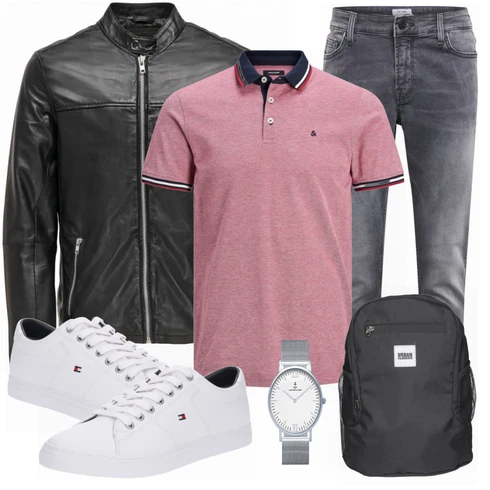Schwarz Lederjacke Only & Sons kombinieren