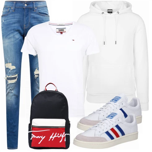 Weiß T-Shirt Tommy Jeans kombinieren