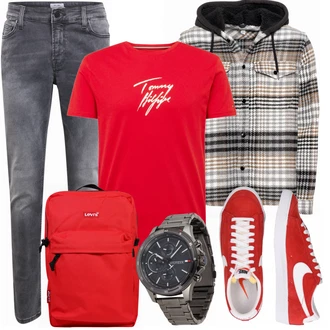 Outfit mit Rot T-Shirt Tommy Hilfiger Underwear "Street Style Outfit"