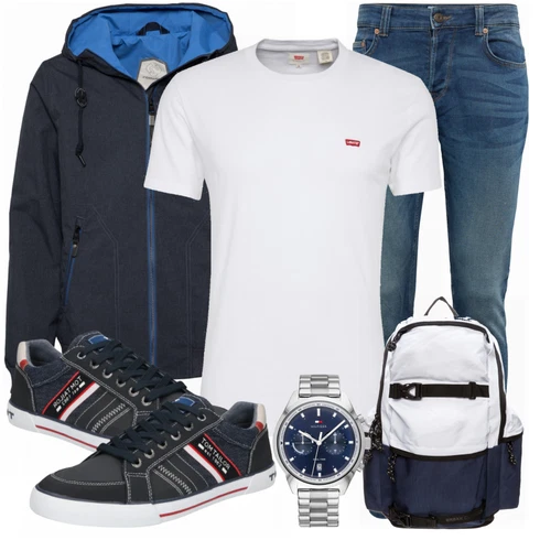 Blau Rucksack Urban Classics kombinieren