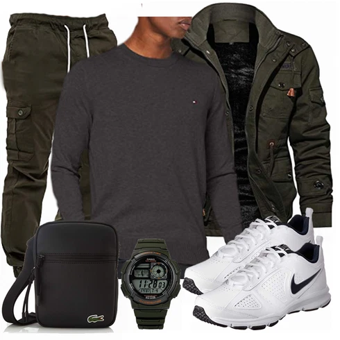 Blau Hose/Winter Parka KEFITEVD kombinieren mit Grau Trachtenmode Nike