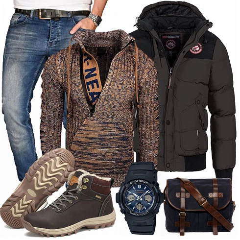 Rot Jacke Winter Parka Rusty Neal kombinieren