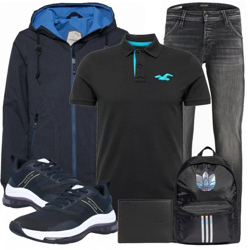 Schwarz/Weiß SommerJacke Ragwear kombinieren mit Schwarz/Grau Hose Jack & Jones