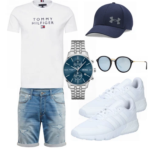 Weiß Sonnenbrille Kapten & Son kombinieren mit Grau Hemd Jack & Jones