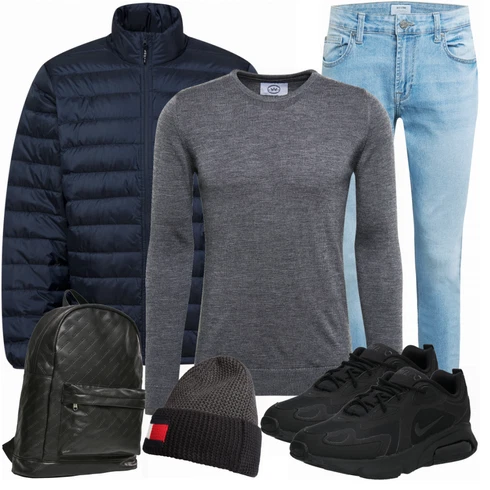 Blau Rucksack Urban Classics kombinieren