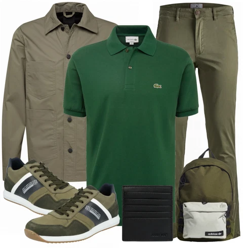 Grün/Schwarz Poloshirt Lacoste kombinieren