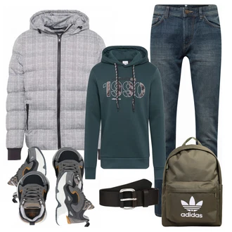 Outfit mit Grau Winterjacke Urban Classics "Street Style Outfit"