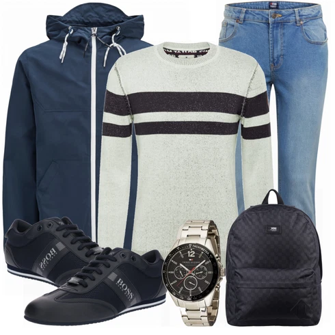 Schwarz/Blau SommerJacke Jack & Jones kombinieren