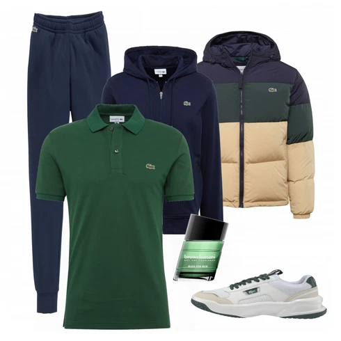 Schwarz/Grün Poloshirt Lacoste kombinieren