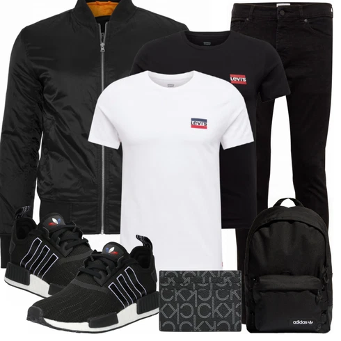 Schwarz Casual T-Shirt levi's kombinieren