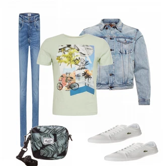 Outfit mit Grau Sneaker Lacoste "Street Style Outfit"