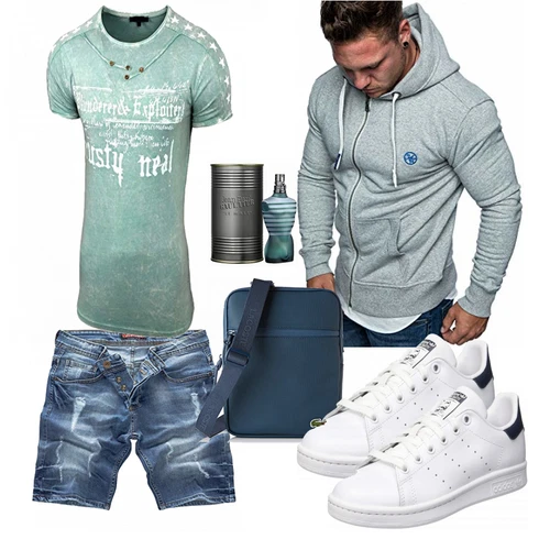 Grau T-Shirt Baxboy kombinieren mit Blau Trachtenmode Lacoste