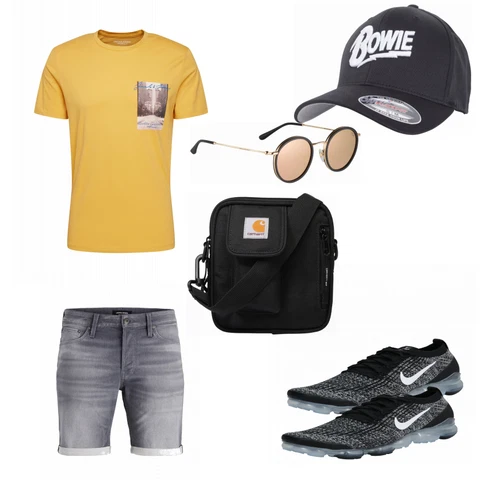 Weiß Sonnenbrille Kapten & Son kombinieren mit Grau Hemd Jack & Jones