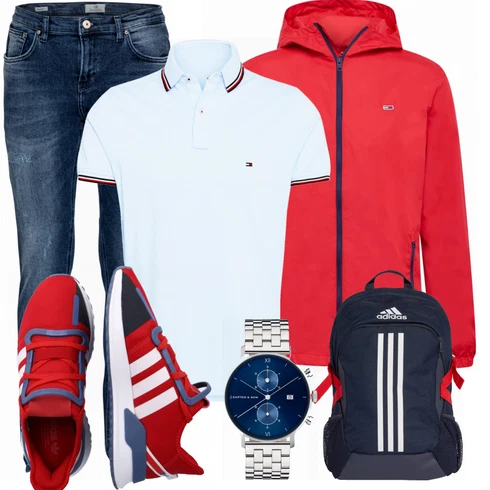 Rot Sommerjacke Tommy Jeans kombinieren