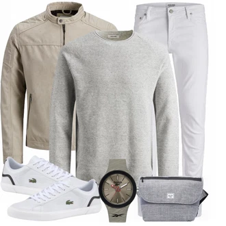 Outfit mit Grau Sneaker Lacoste "Street Style Outfit"