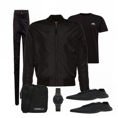 Schwarz Große Größe Alpha Industries kombinieren mit Blau Sportschuh Nike Sportswear