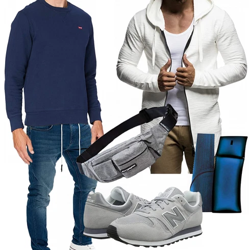 Grau Trachtenmode New Balance kombinieren mit Blau Accessoire Kenzo