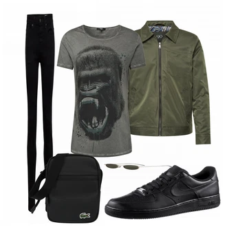 Outfit mit Grau T-Shirt Tigha "Street Style Outfit"