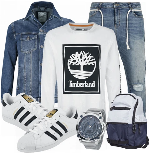 Blau Rucksack Urban Classics kombinieren