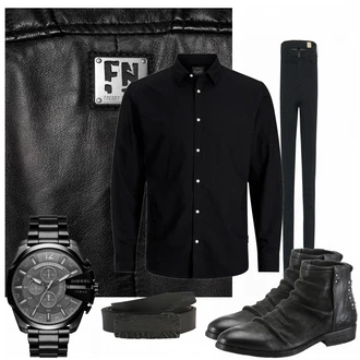 Outfit mit Schwarz Lederjacke Freaky Nation "Style"