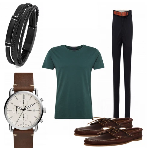 T-Shirt kombinieren mit Braun Halbschuh Timberland