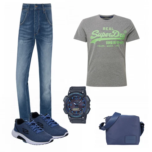 Blau Sportschuh Skechers kombinieren