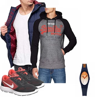 Outfit mit Blau Overall/Winter Parka/Regenjacke Indicode Jeans "SuperdryStyle"