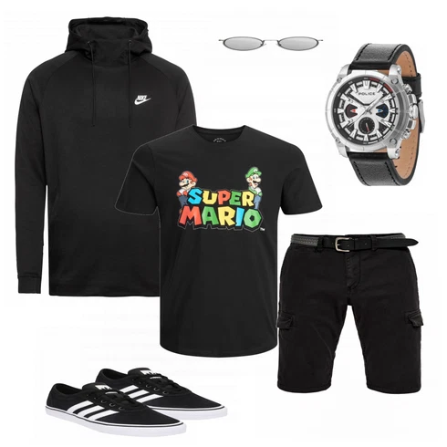 Grau Sonnenbrille Kapten & Son kombinieren mit Schwarz Uhr Police