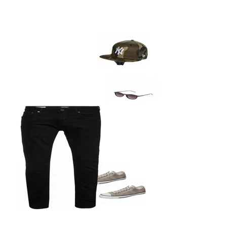 Schwarz Hose Jack & Jones kombinieren mit Beige Schuh Sneaker Converse