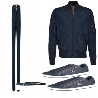 Outfit mit Blau Sneaker Lacoste "Tchibo"