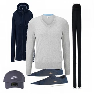 Outfit mit Blau Sneaker Lacoste "Tchibo"