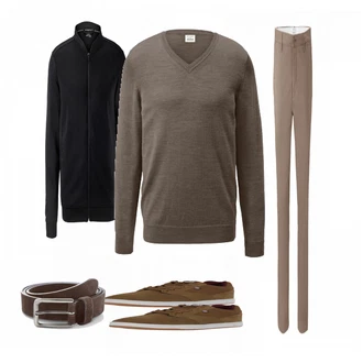 Outfit mit Grau Strickjacke Tchibo "Tchibo Beige"