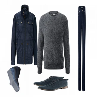 Outfit mit Blau/Grau Strickjacke Tchibo "Tchibo Blue"