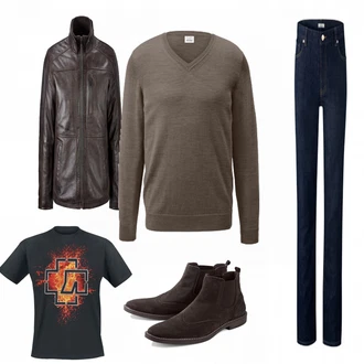 Outfit mit Grau Strickjacke Tchibo "Tchibo Braun"