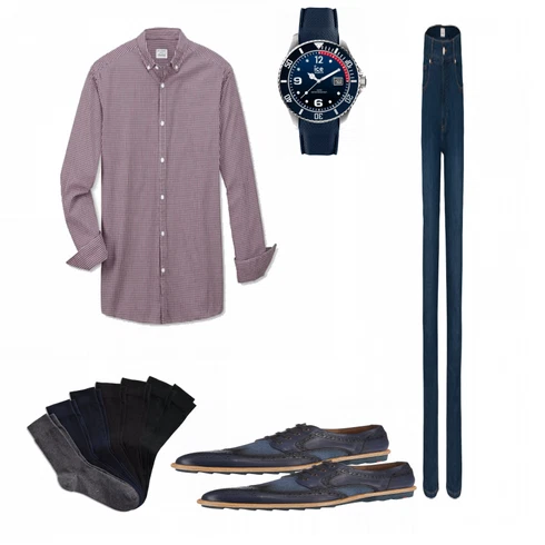 Grau/Lila Casual Hemd Tchibo kombinieren