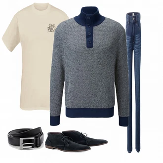 Outfit mit Grau Strickjacke Tchibo "Tchibo Jeans"