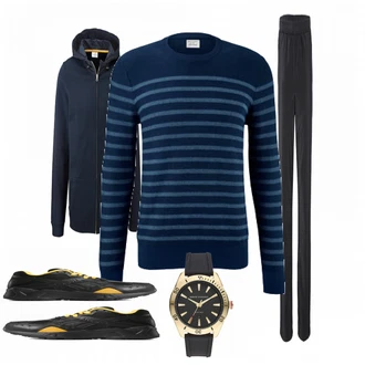 Outfit mit Blau Sportschuh Reebok Classic "Tchibo"