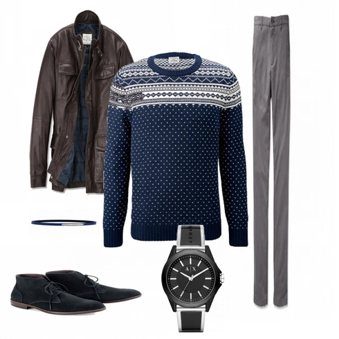 Blau Lederjacke Tchibo kombinieren